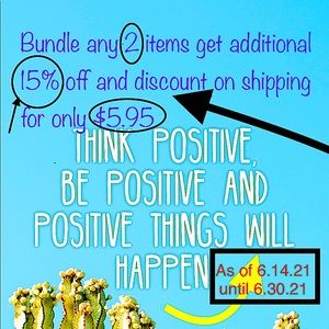 BNDL 2 items get add’l 15% off w/ $5.95 shipping